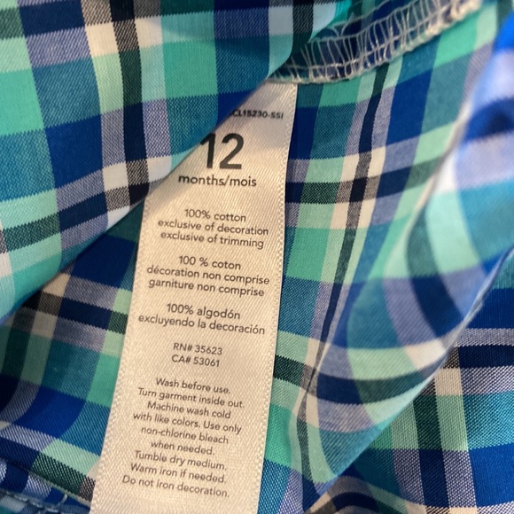 Carter’s Baby Boy Blue Plaid Outfit, Sz 12 Months NWT - Picture 4 of 7